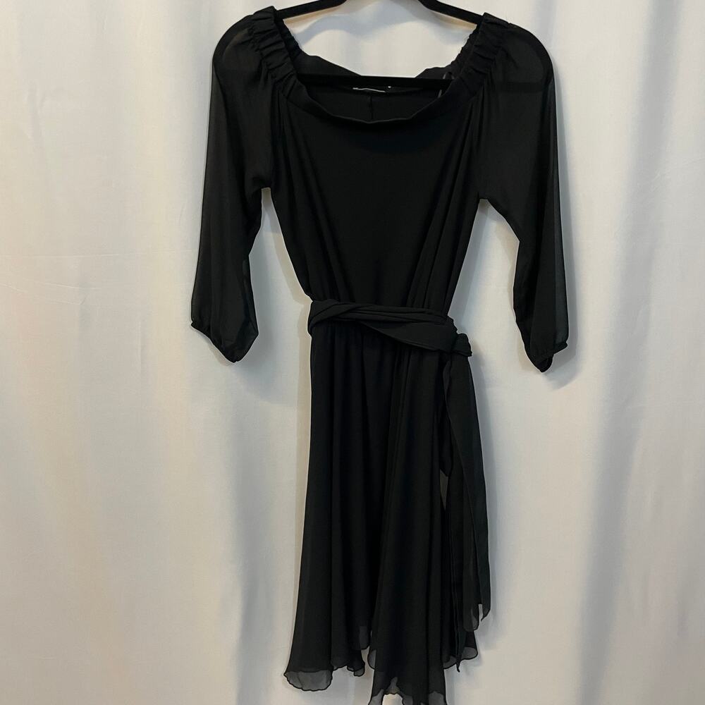 Intimissimi Black Off Shoulder Black Sheer Knee Length Romantic Dress Small